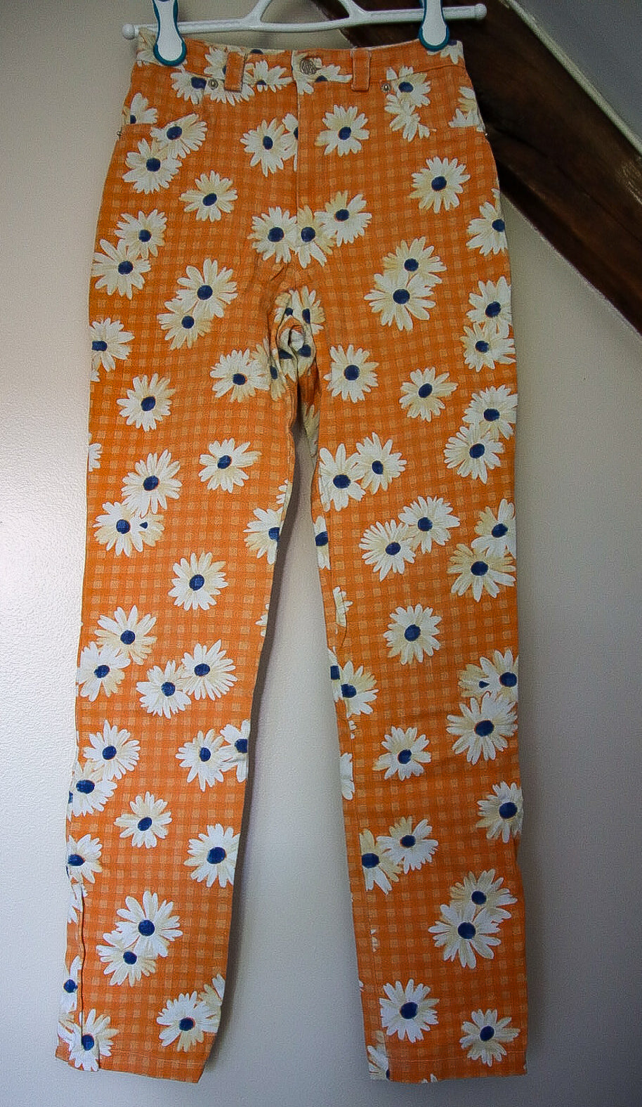 Pantalon orange floral vintage