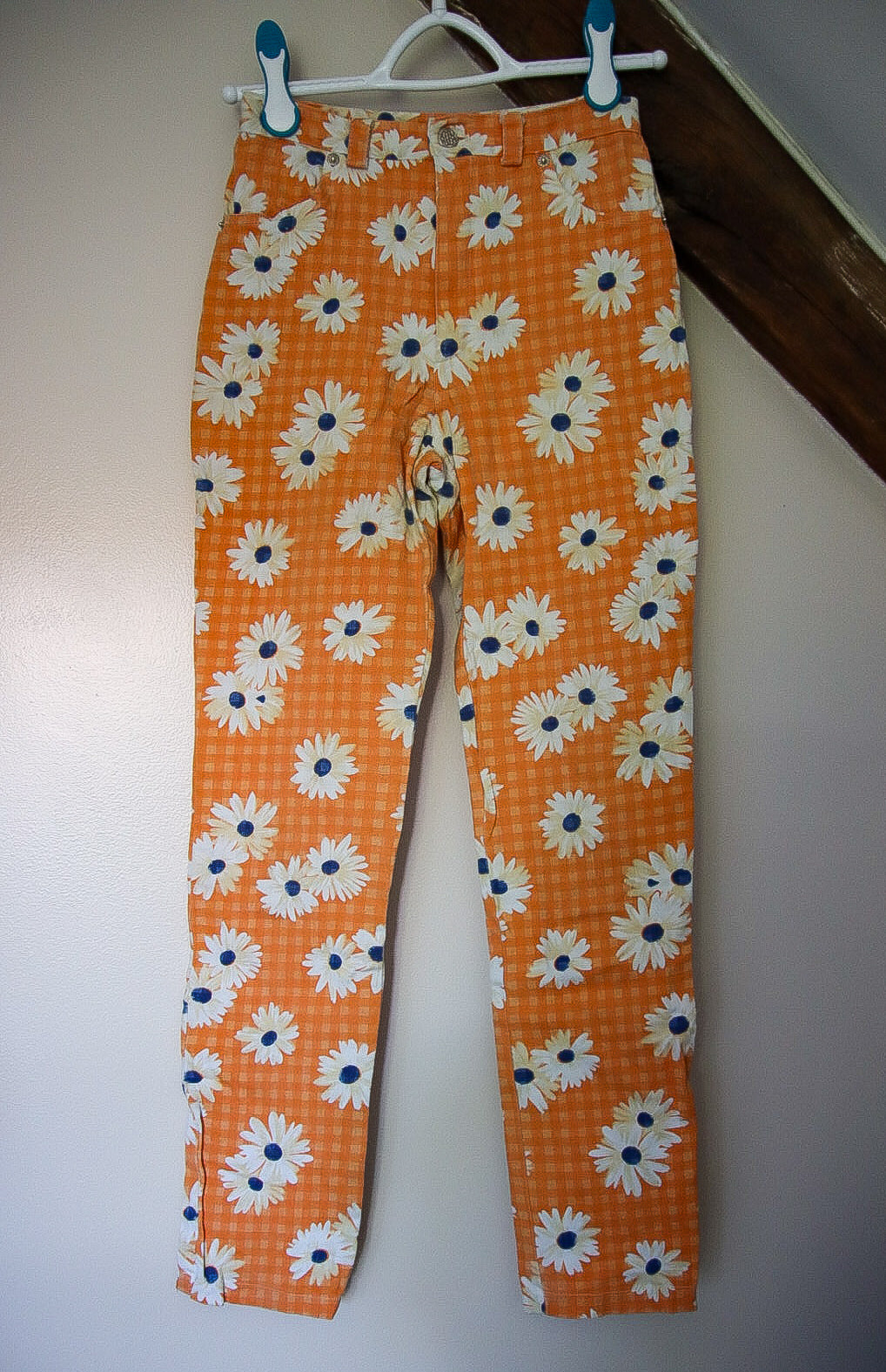 Pantalon orange floral vintage