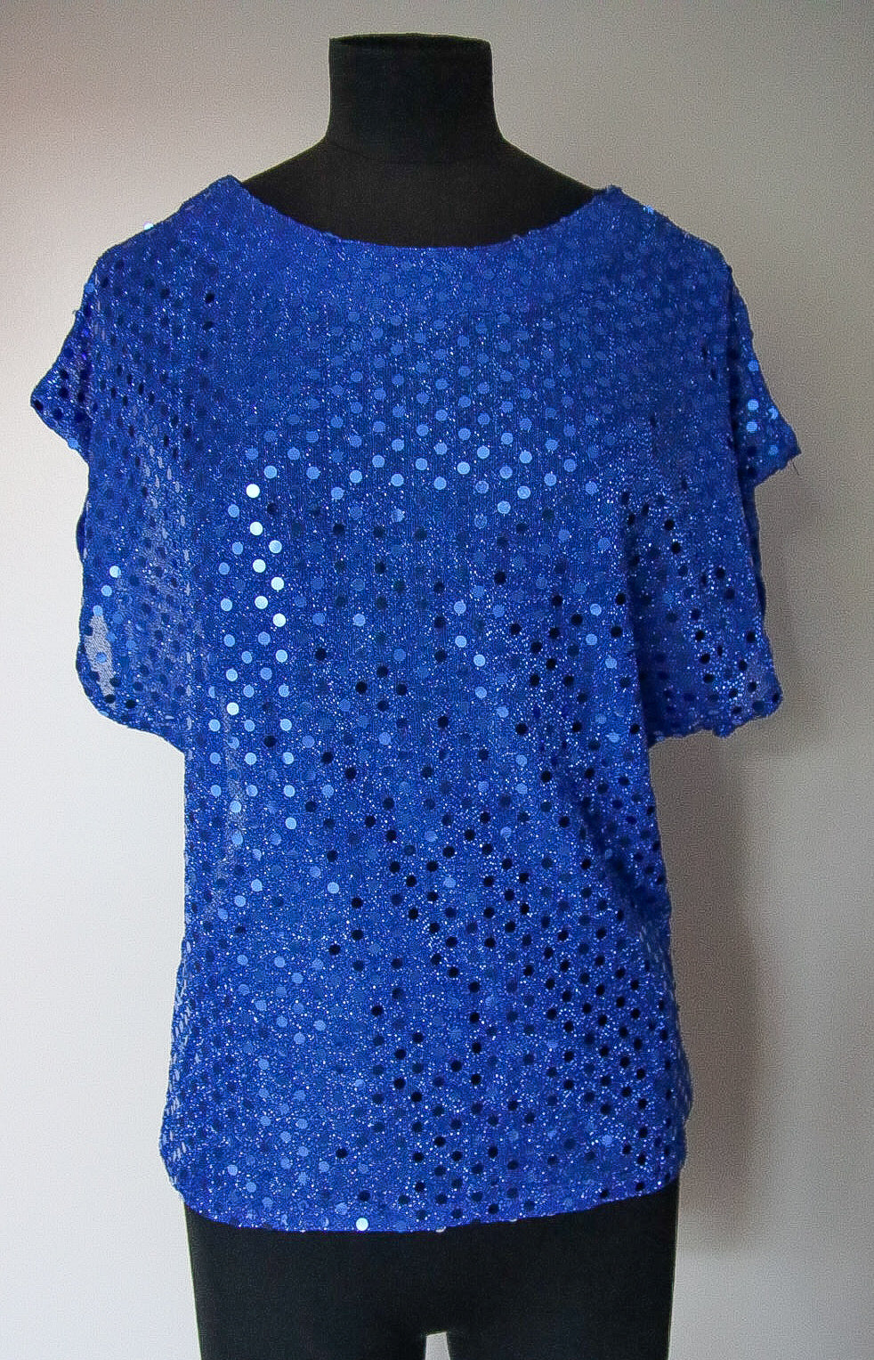 Top bleu pailleté vintage